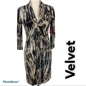 NWT Velvet tie-dyed twist front stretch bodycon dress [small]